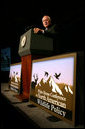 Vice President Dick Cheney delivers remarks Friday, Oct. 3, 2008 at the White House Conference on North American Wildlife Policy in Reno. "The men and women in this room understand what conservation is all about," said the Vice President. "It means reverence toward creation, and a commitment to faithful stewardship. It means guarding our spectacular wildlife populations - not just for our own time, but for all time." White House photo by David Bohrer
