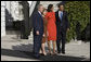President George W. Bush and Mrs. Laura Bush welcome President-elect Barack Obama and Mrs. Michelle Obama to the White House Monday, Nov. 10, 2008, after the couple's South Portico arrival. White House photo by Eric Draper