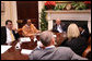 President George W. Bush meets with international bloggers and new media users on human rights Wednesday, Dec. 10, 2008, in the Roosevelt Room at the White House. White House photo by Chris Greenberg