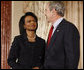 President George W. Bush is introduced by U.S. Secretary of State Condoleezza Rice at the U.S. Department of State Thursday, Jan. 15, 2009, during a ceremony commemorating foreign policy achievements. White House photo by Eric Draper