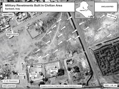 Photo of military revetments built in civilian area