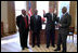 President George W. Bush hosts President Festus Gontebanye Mogae of Botswana, President Joaquim Albetto Chissano of Mozambique and President Jose Eduardo dos Santos of Angola in the Oval Office Feb. 26. 2002. The four presidents discussed their common interests to work bilaterally and through the Southern Africa Development Community to bring greater peace and stability to the region. President Bush encouraged President dos Santos to end 26 years of civil war in Angola and welcomed dos Santos’ pledge to move quickly to achieve a cease-fire and normalization of politics in Angola.