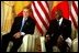 President George W. Bush meets with President Abdoulaye Wade of Senegal at the Presidential Palace in Dakar, Senegal, Tuesday morning, July 8, 2003. 