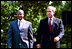 President Bush meets with President Yoweri Kaguta Museveni of Uganda at the White House Tuesday, June 10, 2003. The Leaders renewed U.S. - Uganda cooperation on the global war on terrorism, regional stability and HIV/AIDS. The Ugandan HIV/AIDS approach serves as the model for the President.s Emergency HIV/AIDS plan for prevention. The U.S. is the largest bilateral donor of HIV/AIDS assistance, providing half of all international HIV/AIDS funding in 2002 in over 50 countries. The President signed the HIV/AIDS Bill into law May 27, 2003, launching an emergency effort that will provide $15 billion over the next five years to fight AIDS abroad. This is the largest, single commitment in history for an international public health initiative involving a specific disease. 