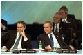 President Bush and Prime Minister Tony Blair attend the opening session of a NATO summit in Rome May 28.