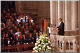 President Bush addresses the congregation at the National Cathedral in Washington, D.C. Sept. 14.