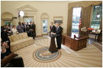 President George W. Bush announces from the Oval Office the nomination of Supreme Court justice nominee John Roberts as his nominee to be U.S. Supreme Court Chief Justice, Monday morning September 5, 2005. 