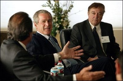 President George W. Bush meets one-on-one with small business owners and employees in Bernalillo, N.M., Monday, May 12, 2003.