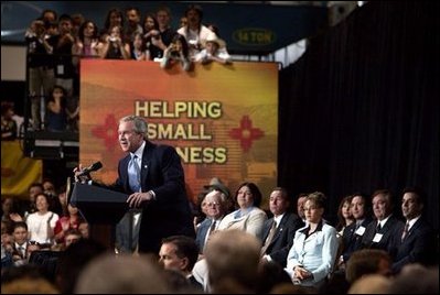 President George W. Bush discusses his Jobs and Growth Plan in Bernalillo, N.M., Monday, May 12, 2003.