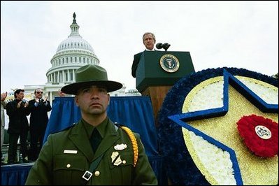 President George W. Bush speaks during the 22nd Annual Peace Officers Memorial Service at the U.S. Capitol in Washington, D.C., Thursday, May 15, 2003. "Over the past 20 months, Americans have rediscovered how much we owe the men and women who repeat an oath and carry a badge," said the President. 