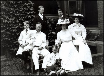 President Theodore Roosevelt and his family lived at the White House from 1901 to 1909. They are pictured here at their home in Sagamore Hill. 