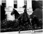 Alice Roosevelt rides on her horse on the White House lawn, June 17, 1902.