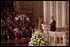 During the newly proclaimed National Day of Prayer and Remembrance, President Bush addresses the congregation at the National Cathedral in Washington, D.C. Sept. 14.