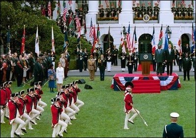 State Arrival Ceremonies for the Republic of Kenya included a military review on the South Lawn of the White House.