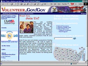 screen capture of volunteer.gov web site