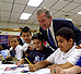President Bush visits the B.W. Tinker School in Waterbury, Conn., July 18, 2001. A few months later President Bush signed the No Child Left Behind Act into law. 