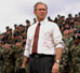 President George W. Bush addresses troops and families of the 10th Mountain Division and other members of the Fort Drum Community at Fort Drum, N.Y., July 19, 2002. 