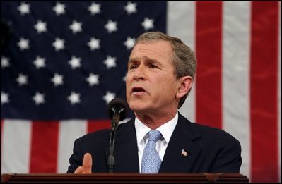 President George W. Bush delivers the State of the Union address before a joint session of congress at the U.S. Capitol, Jan 29, 2002. 