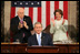 President George W. Bush receives applause while delivering the State of the Union address at the U.S. Capitol Tuesday, Jan. 23, 2007. Also pictured are Vice President Dick Cheney and Speaker of the House Nancy Pelosi.