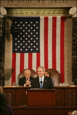 President George W. Bush delivers his State of the Union Address Monday, Jan. 28, 2008, at the U.S. Capitol.