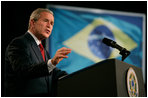 President George W. Bush delivers remarks in Brasilia, Brazil, Sunday, Nov. 6, 2005. 