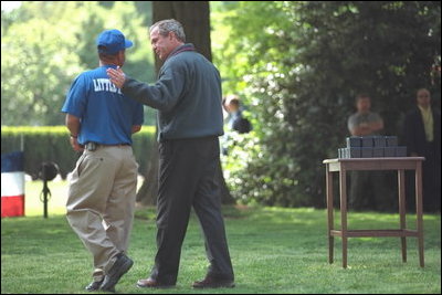 The Memphis Red Sox vs. Rockies tee-ball game on the South Lawn of the White House May 7, 2001.