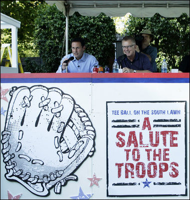  Brian Kilmeade, Co-Host, Fox & Friends Fox News Channel, left, and Tim McCarver, Fox-Sports Broadcaster, Former MLB All-Star & World Series Champion, announce the Tee Ball on the South Lawn: A Salute to the Troops game Sunday, Sept. 7, 2008, on the South Lawn of the White House.
