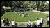  President George W. Bush hosts the 20th and final game of Tee Ball on the South Lawn: A Salute to the Troops game Sunday, Sept. 7, 2008, on the South Lawn of the White House. President Bush launched Tee Ball on the South Lawn to encourage fitness among America's youth and promote our national pastime to people of all ages.