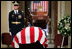 Former President Gerald R. Ford lies in repose in front of the House Chamber at the U.S. Capitol before proceeding to the Rotunda for the State Funeral ceremony, Saturday, December 30, 2006. Former President Ford served in the House of Representatives for 24 years.