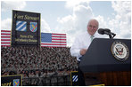 Vice President Dick Cheney delivers remarks, Friday, July 21, 2006, during a visit to Fort Stewart, Ga., home of the Army’s 3rd Infantry Division. The 3rd Infantry Division just returned from their second deployment to Iraq, where they helped lead the 2003 invasion and supported the Iraqis during the 2005 votes for the Iraqi Constitution and permanent government.