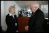 Vice President Dick Cheney meets with Inna Kuley, wife of recently jailed Belarusian democracy advocate Alyaksandr Milinkevich, at the Vilnius Conference 2006 in Vilnius, Lithuania, Thursday, May 4, 2006. Earlier in the day the Vice President delivered the conference's keynote speech and called for the release of Milinkevich and other activists who were jailed after pledging to use civil disobedience to bring about the removal of Belarusian President Alyaksandr Lukashenka.