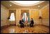 Vice President Dick Cheney talks with Kazakh President Nursultan Nazarbayev in a one-on-one meeting at the Presidential Palace in Astana, Kazakhstan, Friday, May 5, 2006. The two leaders discussed democratic pursuits, energy production, trade and Kazakhstan’s developing role in Central Asia relations.