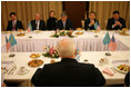 Vice President Dick Cheney participates in a breakfast meeting with representatives of Kazakhstani opposition groups Saturday, May 6, 2006, in Astana, Kazakhstan. During the meeting the political leaders shared their ideas regarding political and economic reform and the advancement of democracy in Kazakhstan.
