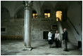 Vice President Dick Cheney and Lynne Cheney stand inside the atrium of the Rector’s Palace, a gothic monument constructed in 1435 upon the foundations of structures dating back to the middle ages, during a tour of the Old City of Dubrovnik, Croatia, Saturday, May 6, 2006. 