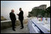 Vice President Dick Cheney talks with Croatian Prime Minister Ivo Sanader before a dinner meeting, Saturday, May 6, 2006, in the Old City of Dubrovnik, Croatia. The Vice President met with the Prime Minister to express U.S. support of Croatia's ambitions to become a member of the transatlantic community through integration into NATO and the European Community.