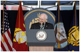 Vice President Dick Cheney delivers the commencement address during the Graduation and Commissioning Ceremony for the U.S. Naval Academy Class of 2006, Friday, May 26, 2006 in Annapolis, Maryland. During his address to the Class of 2006, the first to enter the Academy following the attacks of 9/11, the Vice President said, "We look at you and we see the best that is in our country. In your careers you will serve in a fleet like none other that has ever sailed before. You are part of a Navy and Marine Corps that uphold the noblest of traditions. You serve under a flag that stands for freedom, and human rights, and stability in a turbulent world."