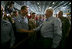 Vice President Dick Cheney greets sailors and marines, Friday, May 11, 2007, during a rally aboard the aircraft carrier USS John C. Stennis in the Persian Gulf.