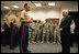 Vice President Dick Cheney talks with U.S. Marine Major Dan Whisnant Friday, Sept. 14, 2007, during a meeting with Marines of Alpha Company, 1st Batallion, 24th Regiment, left, and members of Michigan's Army National Guard, right, at the Gerald R. Ford Library and Museum in Grand Rapids, Mich. The Vice President thanked the troops for their service in Iraq and called their work with Iraqi tribal leaders a "great success story."