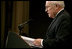 Vice President Dick Cheney delivers remarks on U.S. economic and national security policy issues Monday, April 21, 2008, to the Manhattan Institute in New York.
