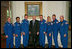 Vice President Dick Cheney stands with the crew members of the Space Shuttle Discovery (STS-124) Wednesday, July 16, 2008, during the astronauts' visit to the Vice President's Residence at the U.S. Naval Observatory in Washington, D.C. The crew made 217 orbits with a stop at the International Space Station during a two-week mission before returning home to Kennedy Space Center on June 14.