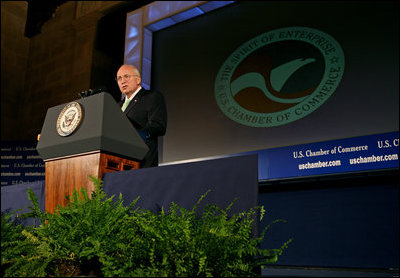 Vice President Dick Cheney delivers remarks to the Board of Directors of the U.S. Chamber of Commerce Wednesday, June 11, 2008, in Washington, D.C.