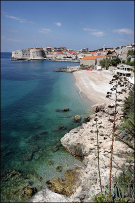 Blue sky and the blue water of the Adriatic Sea frame the rocky coastline and ancient walls of the medieval city of Dubrovnik, Croatia, the last stop on Vice President Dick Cheney's five-day, three-country trip. While in Dubrovnik, the Vice President will participate in meetings with Croatian officials and leaders from Albania and Macedonia to discuss the countries' aspirations to become members of the transatlantic community through integration into NATO and the European Union.