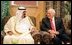 "Vice President Dick Cheney meets with newly crowned King Abdullah during a retreat at King Abdullah's Farm in Riyadh, Saudi Arabia Friday, August 5, 2005, following the death of his half-brother King Fahd who passed away August 1, 2005. "