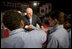 Vice President Dick Cheney greets U.S. troops, Feb. 21, 2007, after his speech aboard the aircraft carrier USS Kitty Hawk at Yokosuka Naval Base in Japan. White House photo by David Bohrer