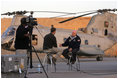 Terry Moran of ABC News interviews Vice President Dick Cheney at Al-Asad Airbase in Iraq, Sunday Dec. 18, 2005.