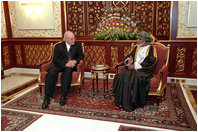 Vice President Dick Cheney meets with Sultan Qaboos in Salalah, Oman, March 14.