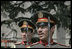 Members of an Afghanistan military honor guard sing their national anthem Thursday, March 20, 2008 during a ceremony in honor of the arrival of Vice President Dick Cheney. The Vice President’s visit to Kabul comes at a critical time as allied members of NATO consider their future commitments to the young democracy’s development. 