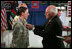 Vice President Dick Cheney awards the Silver Star Medal to Army Specialist Monica Brown of Lake Jackson, Texas Thursday, March 20, 2008, following a dinner with U.S. troops at Bagram Air Base, Afghanistan. While serving as a combat medic in April of 2007, Spc. Brown, 19, showed extraordinary heroism when she used her body to shield wounded soldiers from enemy gunfire and mortar shelling, then moving them to safety after their convoy came under attack in Afghanistan’s eastern Paktia province. She is the second woman since World War II to receive the Silver Star. 