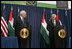 Vice President Dick Cheney and President Mahmoud Abbas of the Palestinian Authority deliver statements Sunday, March 23, 2008, following their meeting to discuss the Mideast peace process in Ramallah.