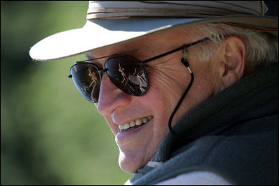 Vice President Dick Cheney spends an afternoon fly-fishing on the Snake River in Idaho.